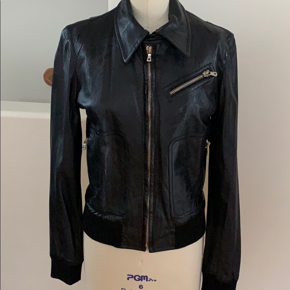 Dolce & Gabbana Black Leather Jacket 42 6 Runs Sml